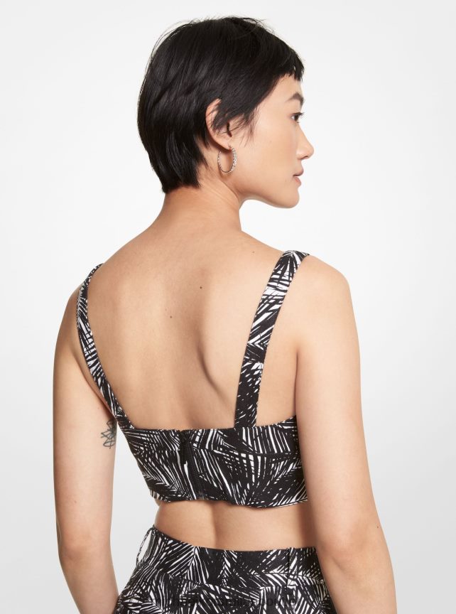 Michael Kors top reggiseno in lino con palme donne bianco nero P06L0L454 vestiario