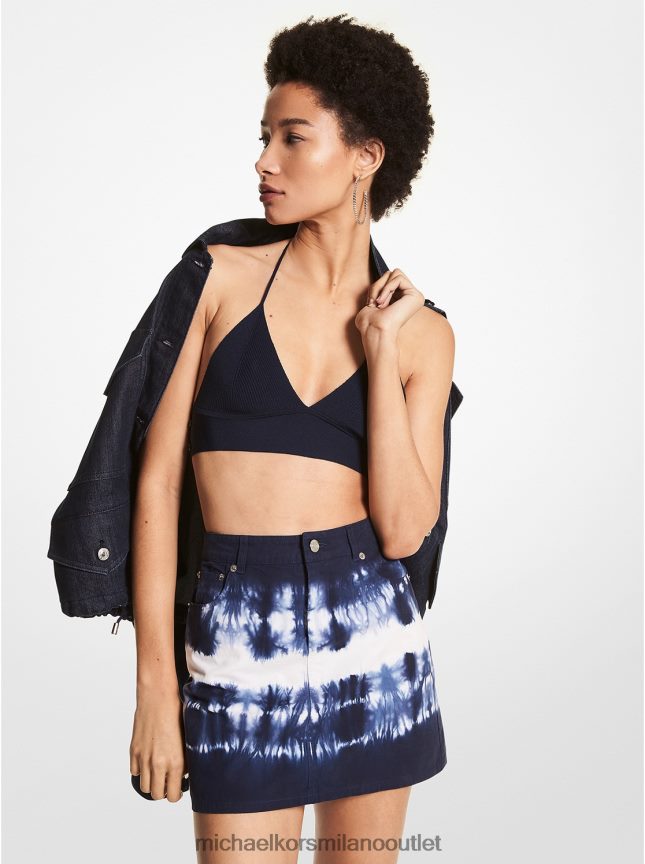 Michael Kors top reggiseno in misto viscosa stretch a costine donne blu notte P06L0L450 vestiario