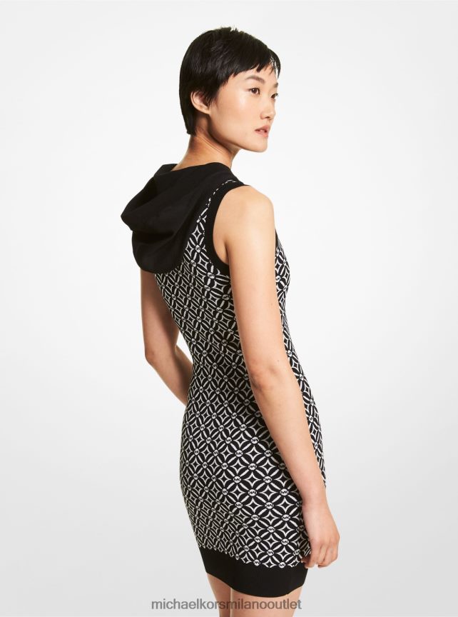 Michael Kors Abito con cappuccio in jacquard con logo donne nero/osso P06L0L124 vestiario