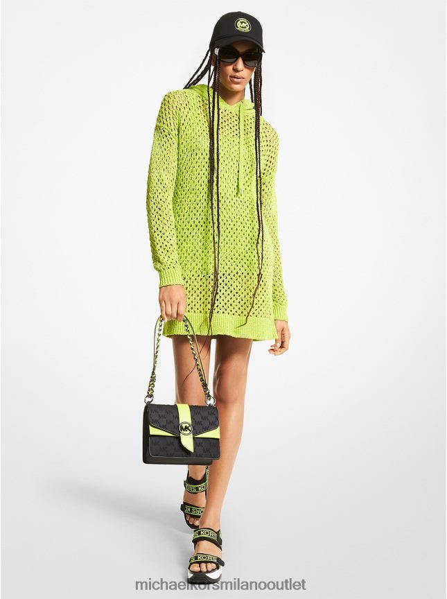Michael Kors Abito con cappuccio in rete di misto cotone donne brt limetta P06L0L147 vestiario