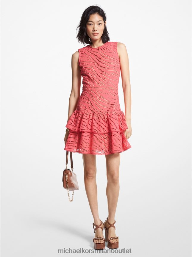 Michael Kors Abito in cotone con occhielli zebrati donne geranio P06L0L68 vestiario