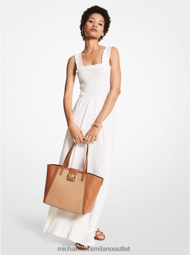 Michael Kors Abito in tessuto smock con occhielli paisley donne bianco P06L0L17 vestiario