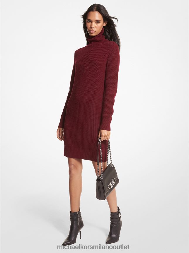 Michael Kors Abito maglia a collo alto in misto lana e cashmere a coste donne merlot P06L0L136 vestiario