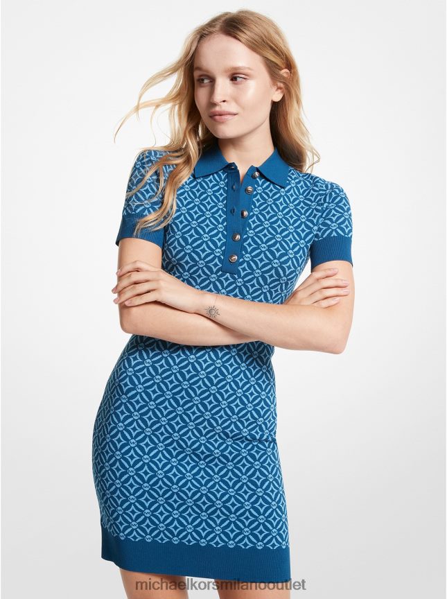 Michael Kors Abito polo in jacquard con logo donne fiume blu P06L0L146 vestiario