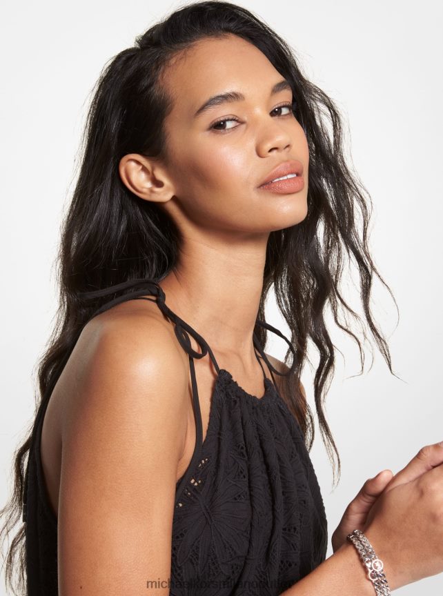 Michael Kors Abito scollato in cotone con occhielli donne nero P06L0L98 vestiario