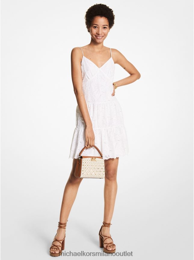 Michael Kors Abito sottoveste in cotone con occhielli di palma donne bianco P06L0L159 vestiario