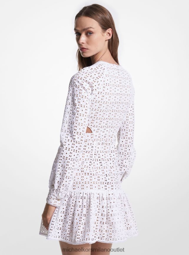 Michael Kors Miniabito con cut-out in cotone con occhielli donne bianco P06L0L32 vestiario