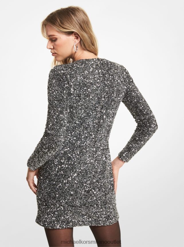 Michael Kors Miniabito in rete elasticizzata con paillettes donne argento nero P06L0L174 vestiario