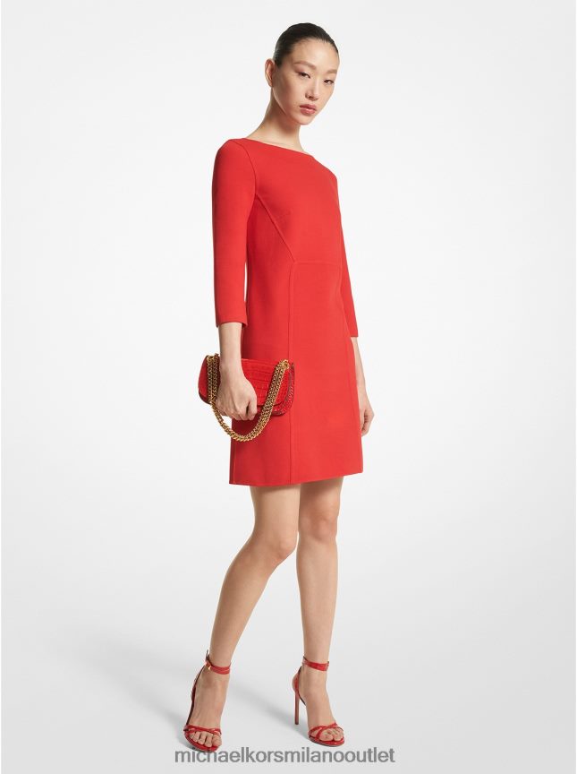 Michael Kors abito a trapezio della collezione in crêpe di lana stretch donne papavero P06L0L3480 vestiario