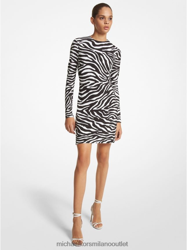 Michael Kors abito a trapezio della collezione in jersey stretch opaco zebrato donne nero/bianco ottico P06L0L3585 vestiario