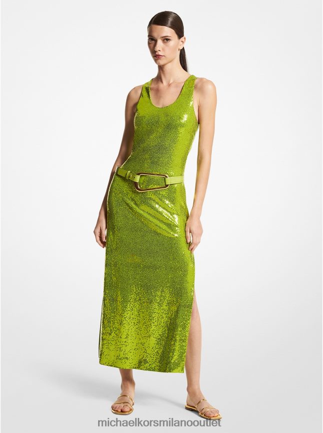 Michael Kors abito canotta della collezione in jersey crêpe con paillettes donne lime P06L0L3521 vestiario