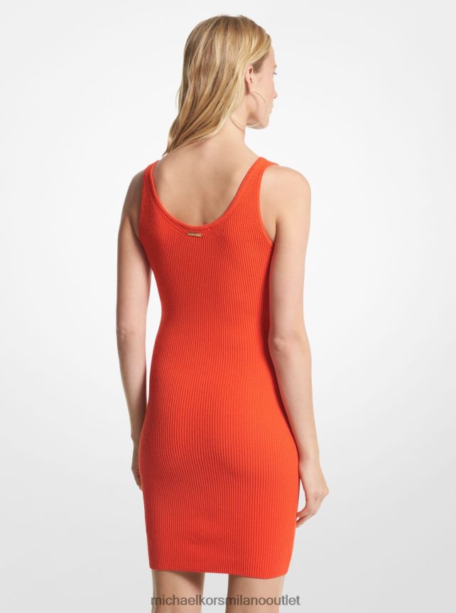 Michael Kors abito canotta in viscosa stretch a costine donne arancione ottico P06L0L50 vestiario