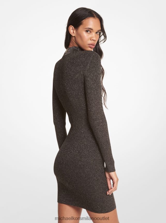Michael Kors abito cutout in viscosa stretch metallizzata donne oro nero P06L0L120 vestiario