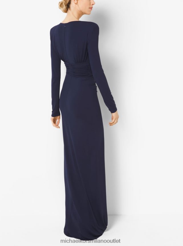 Michael Kors abito della collezione in jersey stretch opaco con ruches donne marittimo P06L0L3703 vestiario