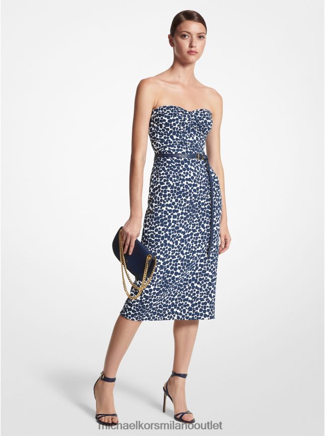 Michael Kors abito di collezione in cady stretch stampa ghepardo donne blu scuro/bianco op P06L0L3661 vestiario