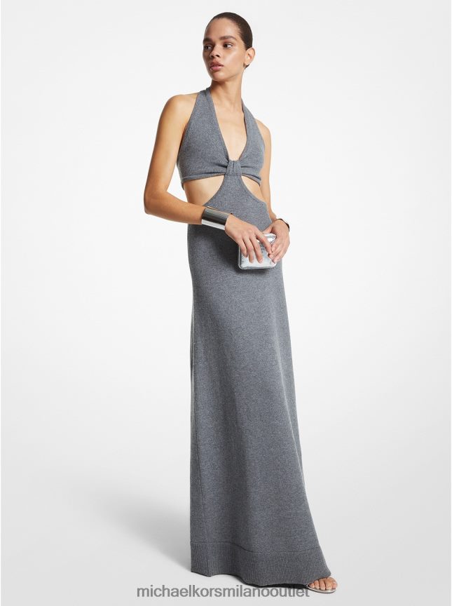 Michael Kors abito halter con taglio alla caviglia in cashmere stretch della collezione donne banchiere grigio P06L0L3658 vestiario