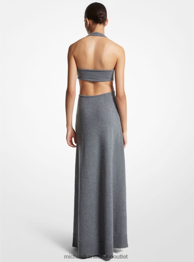 Michael Kors abito halter con taglio alla caviglia in cashmere stretch della collezione donne banchiere grigio P06L0L3658 vestiario