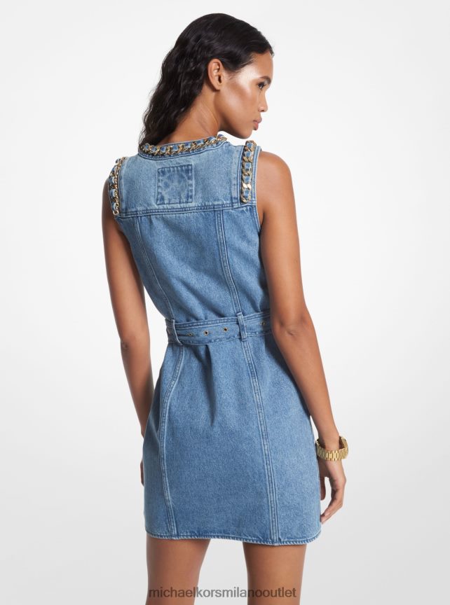 Michael Kors abito in denim con cintura e maglie di catena donne lavaggio blu angelo P06L0L33 vestiario