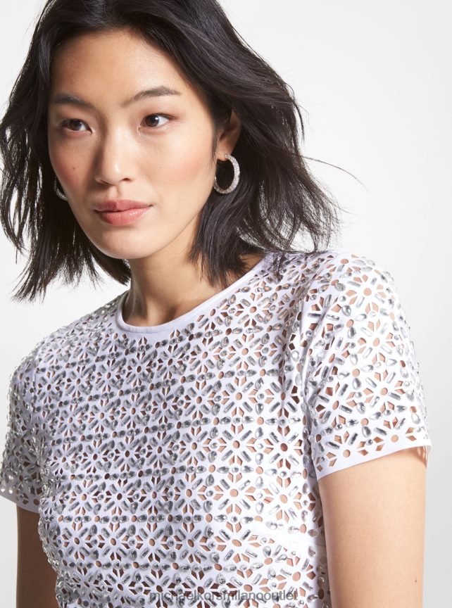 Michael Kors abito in scuba decorato con taglio laser donne bianco P06L0L36 vestiario