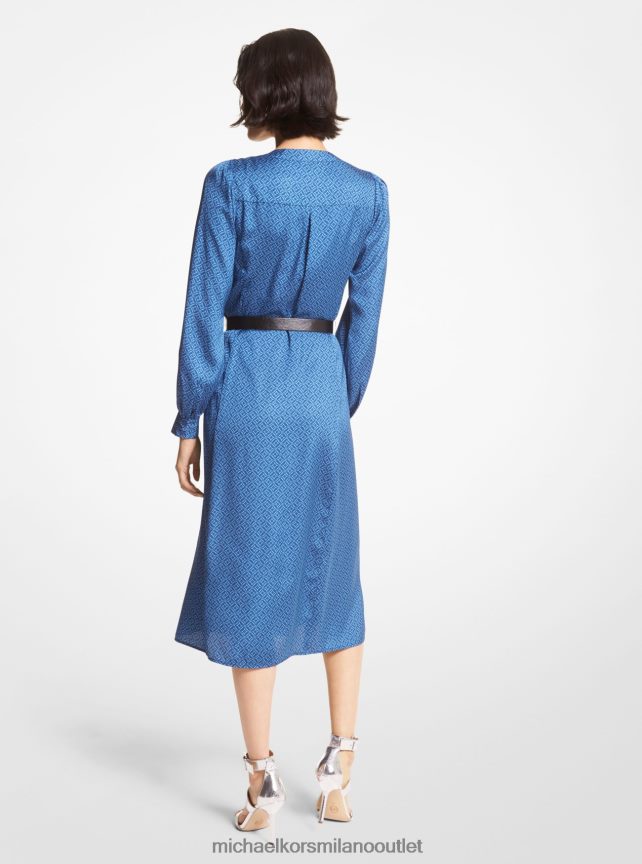 Michael Kors abito midi in raso con logo donne fiume blu P06L0L138 vestiario