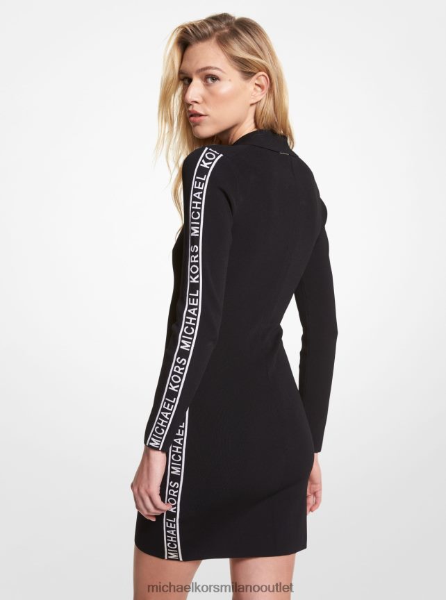 Michael Kors abito polo in viscosa stretch con fettuccia logata donne nero P06L0L102 vestiario