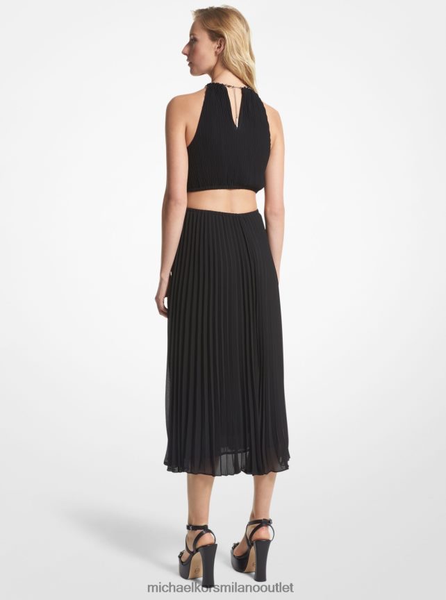Michael Kors abito ritagliato in georgette plissettata donne nero P06L0L90 vestiario