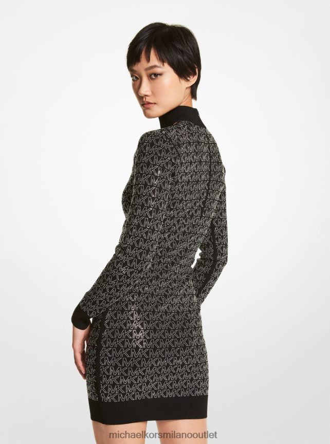 Michael Kors abito ritagliato in viscosa stretch con logo cristalli donne argento nero P06L0L127 vestiario
