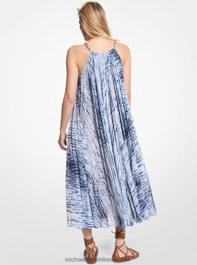 Michael Kors abito scollato in georgette tie dye donne blu notte P06L0L156 vestiario
