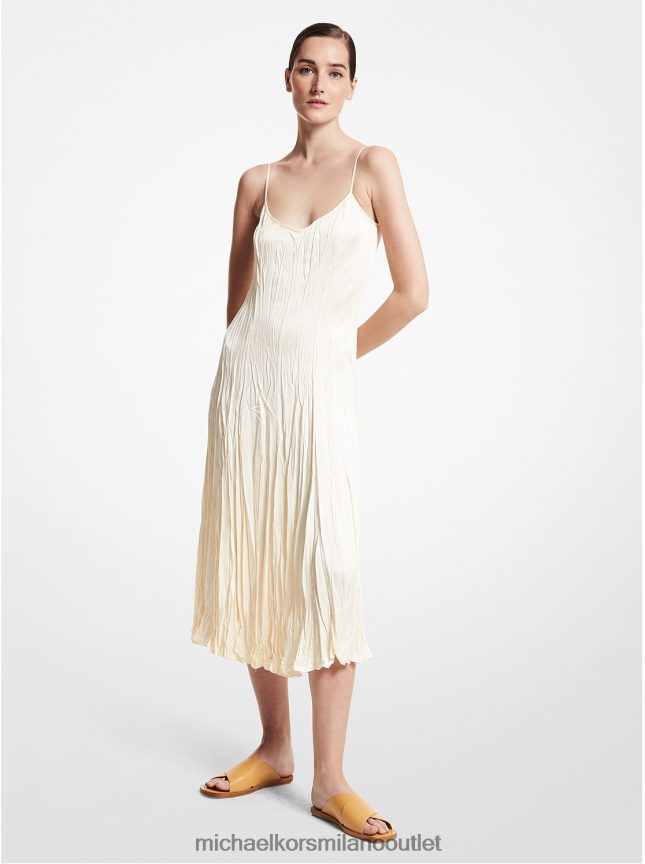 Michael Kors abito sottoveste della collezione in charmeuse di raso stropicciato donne ecru P06L0L3752 vestiario