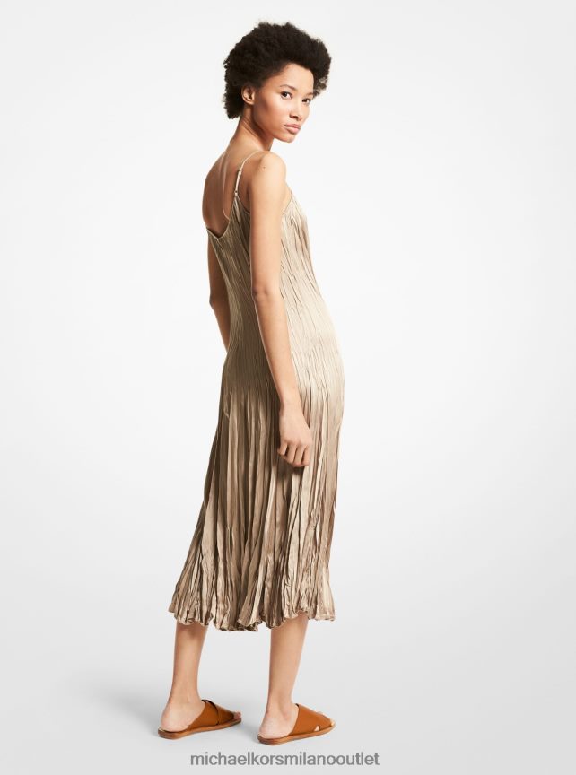 Michael Kors abito sottoveste della collezione in charmeuse di raso stropicciato donne sabbia P06L0L3753 vestiario