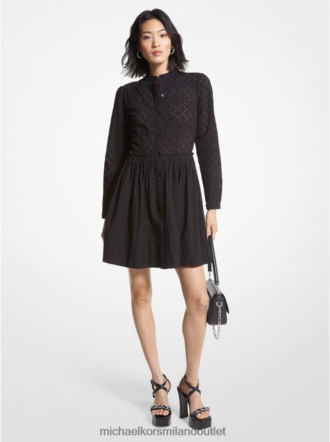 Michael Kors chemisier in cotone con occhielli donne nero P06L0L37 vestiario