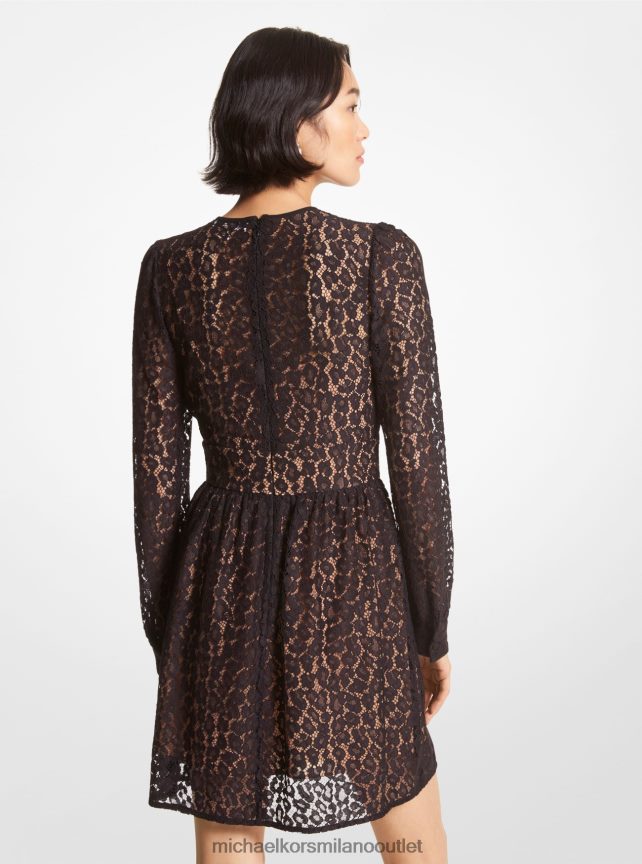 Michael Kors mini abito in pizzo cordonato leopardato donne nero P06L0L113 vestiario