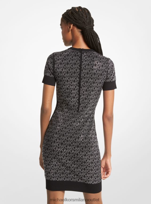 Michael Kors mini abito in viscosa stretch con logo borchiato donne argento nero P06L0L130 vestiario