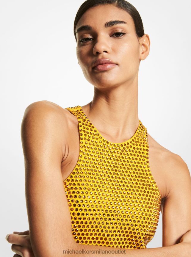 Michael Kors miniabito in jersey crêpe della collezione impreziosito da cristalli donne calendula P06L0L3636 vestiario