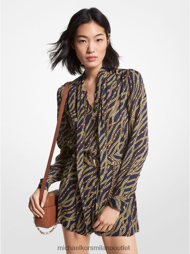 Michael Kors pagliaccetto in georgette con stampa di stato donne blu notte P06L0L45 vestiario