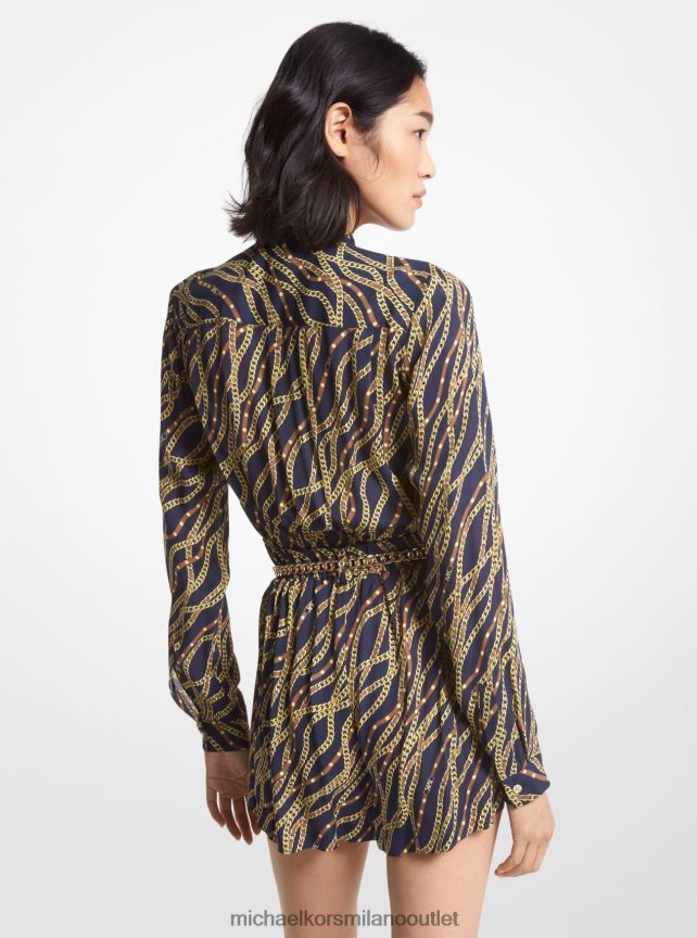 Michael Kors pagliaccetto in georgette con stampa di stato donne blu notte P06L0L45 vestiario