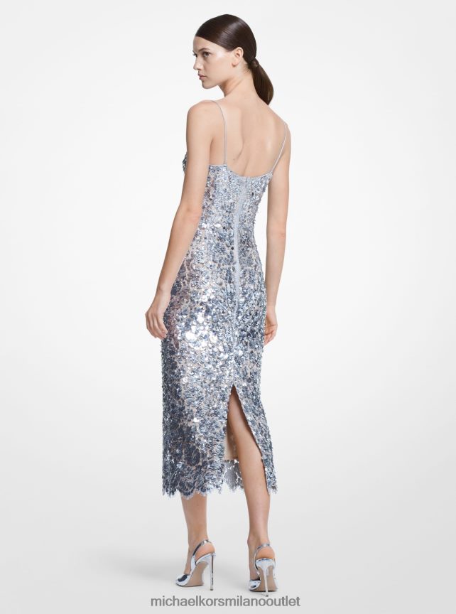 Michael Kors tubino della collezione in pizzo paillette floreale ricamato a mano donne argento P06L0L3612 vestiario