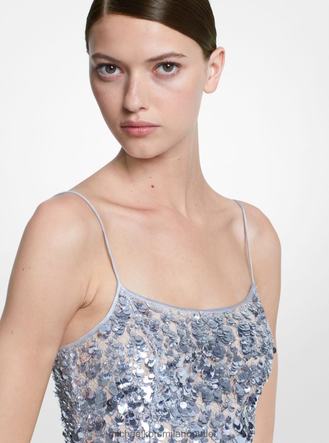 Michael Kors tubino della collezione in pizzo paillette floreale ricamato a mano donne argento P06L0L3612 vestiario