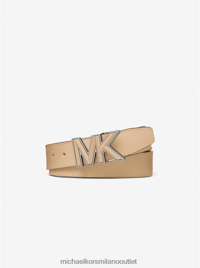 Michael Kors cintura in pelle con fibbia logo uomini cammello P06L0L3316 Accessori