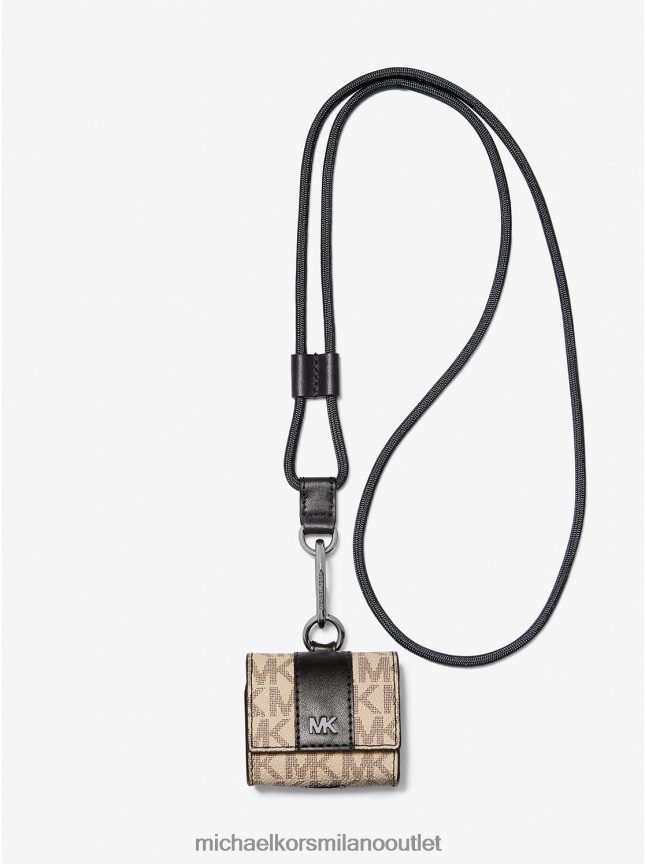 Michael Kors Custodia con cordino con logo Hudson per Apple Airpods Pro uomini canapa/marrone P06L0L3352 Accessori