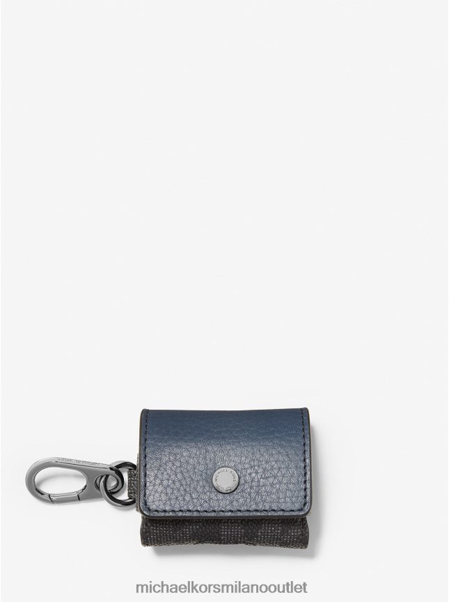 Michael Kors Custodia in pelle martellata e clip con logo per Airpods Apple uomini blu scuro/nero P06L0L3363 Accessori
