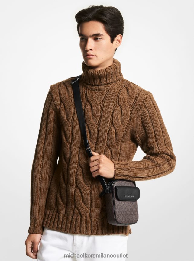 Michael Kors Borsa a tracolla per smartphone con logo Hudson uomini Marrone nero P06L0L3184 Accessori