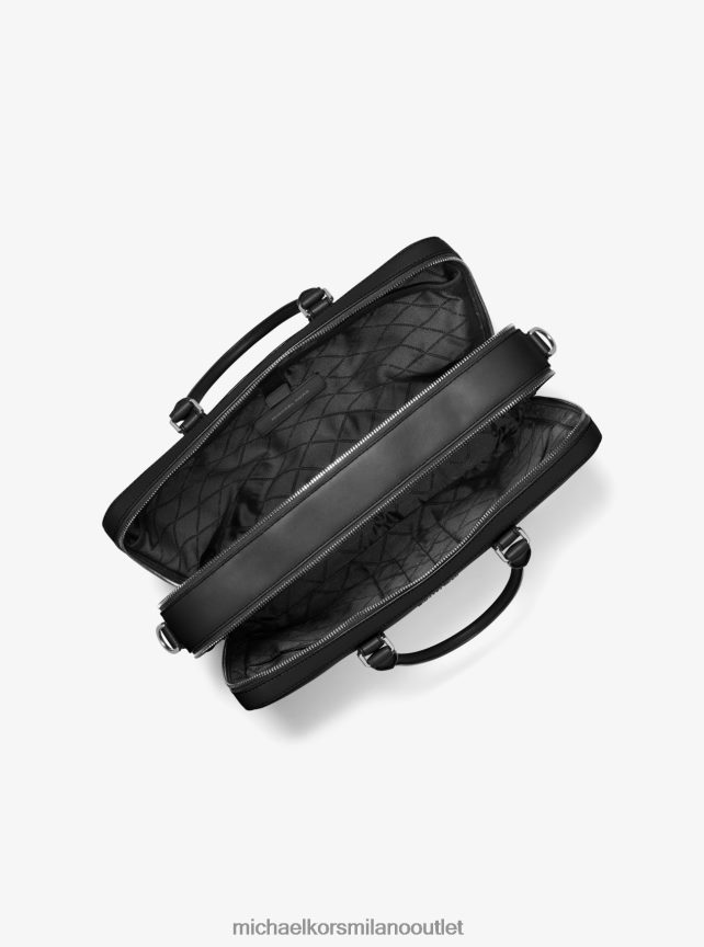 Michael Kors Cartella a doppio soffietto in pelle e logo Hudson uomini nero P06L0L3190 Accessori