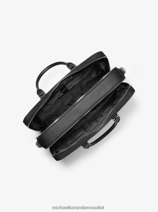 Michael Kors Cartella a doppio soffietto in pelle e logo Hudson uomini nero P06L0L3191 Accessori