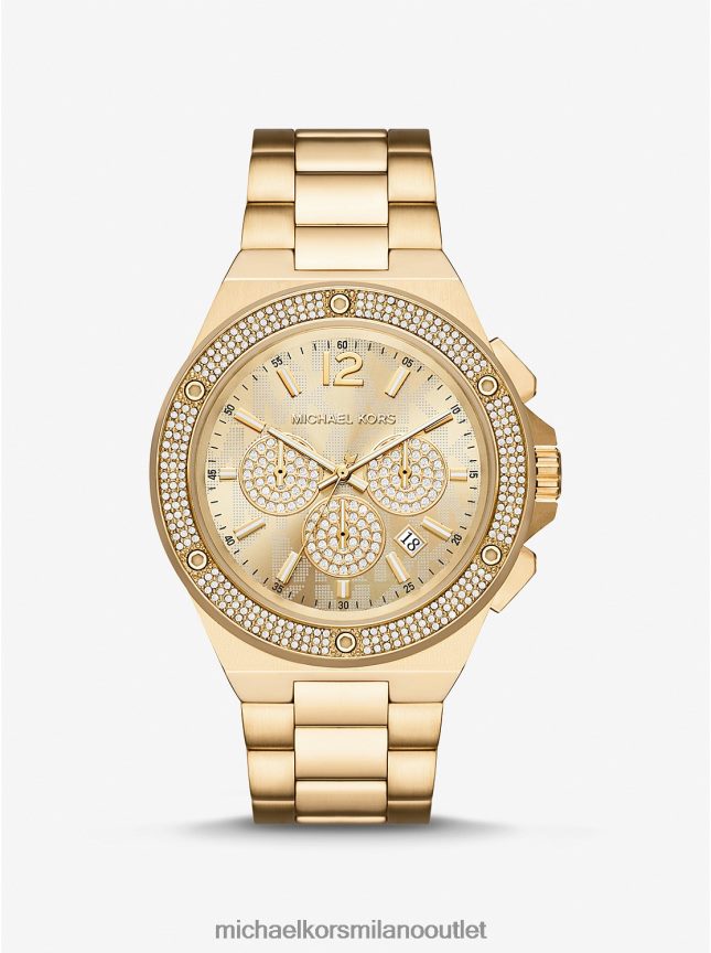 Michael Kors orologio lennox oversize con pavé color oro uomini oro P06L0L3281 Accessori