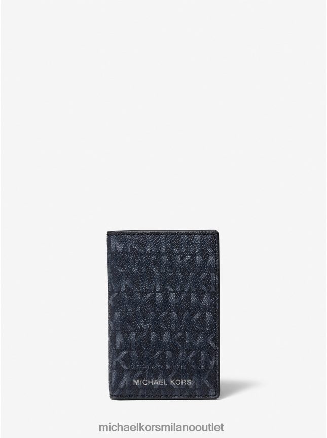 Michael Kors Porta carte bifold con logo Hudson uomini admrl/plblue P06L0L3255 Accessori