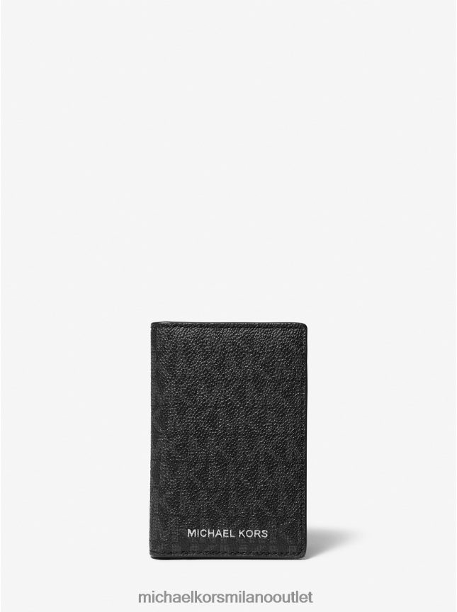 Michael Kors Porta carte bifold con logo Hudson uomini nero P06L0L3257 Accessori