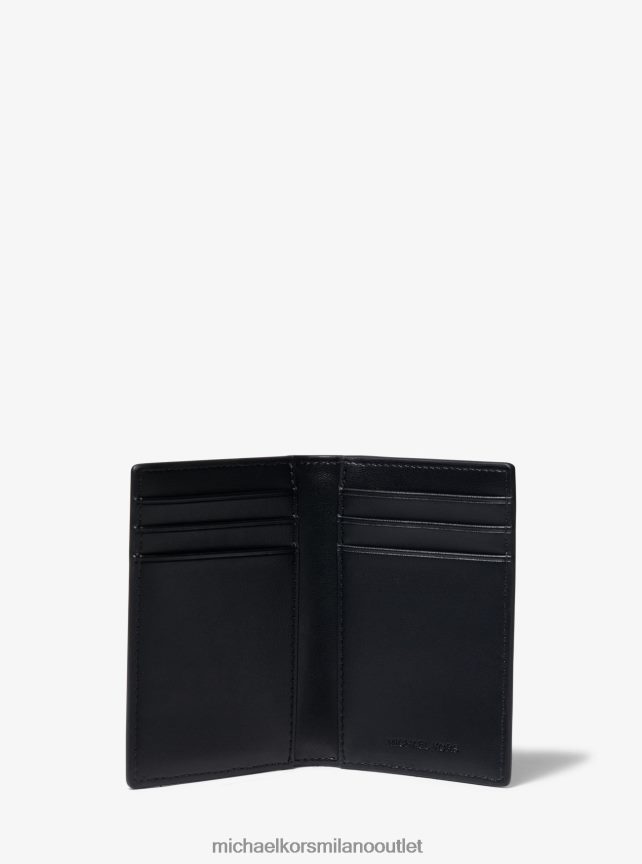 Michael Kors Porta carte bifold in pelle Hudson uomini nero P06L0L3274 Accessori