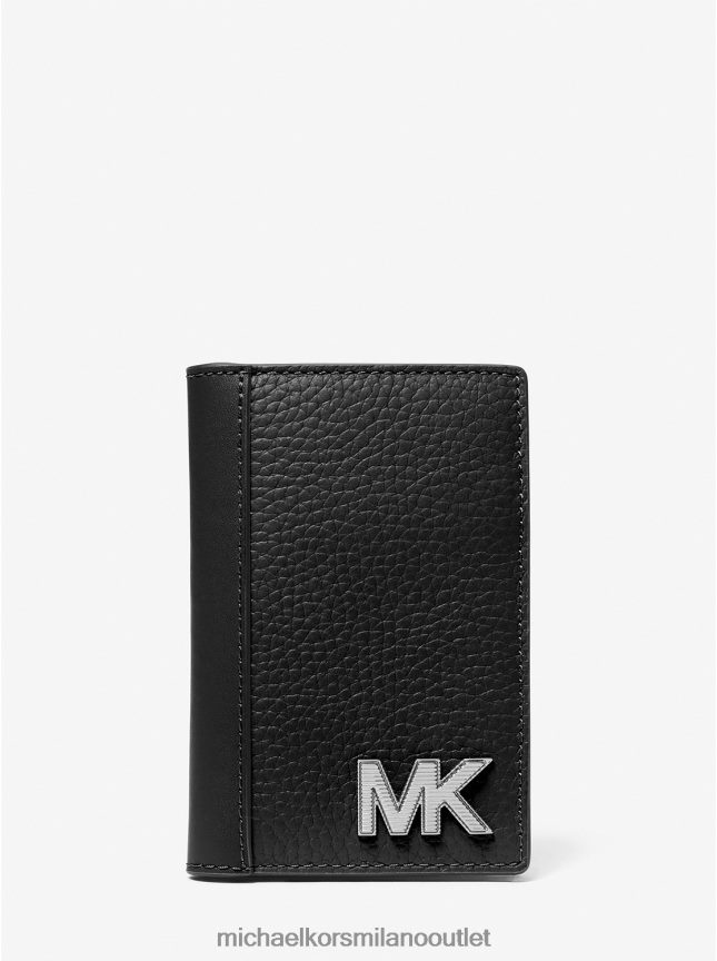 Michael Kors porta carte di credito in pelle martellata Hudson uomini nero P06L0L3247 Accessori