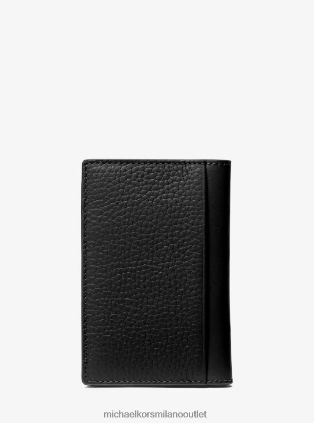 Michael Kors porta carte di credito in pelle martellata Hudson uomini nero P06L0L3247 Accessori